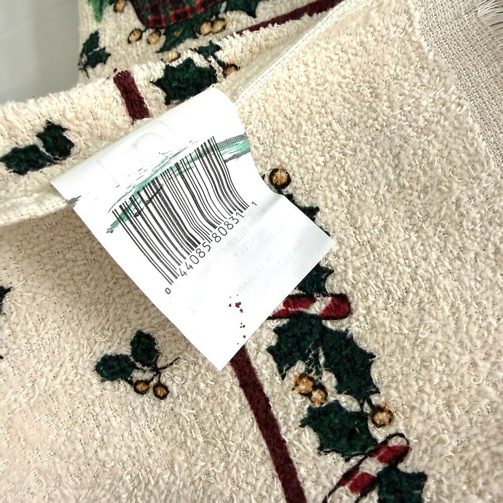 Vtg Cecil Saydah Christmas 2pc Kitchen Towels Dish Wreath Apples Cotton Xmas NWT - Picture 3 of 5